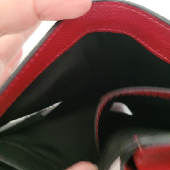 MARC JACOBS Logo The Snapshot Medium Bifold Wallet Black Red Leather 3in1 Compac - Picture 6 of 10